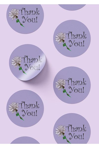 Foldart Ετικέτα Ευχαριστώ Μωβ Floral (A QUALITY) 100 τεμάχια στρογγυλό αυτοκόλλητο