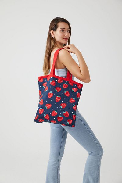 AYSHOME Ays Home Strawberry Pattern Πανί Shopping Beach Shoulder Bag