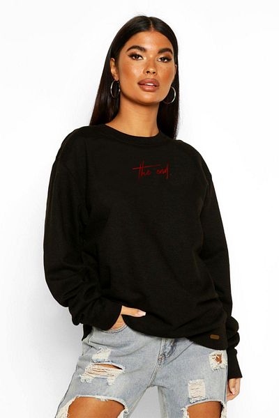 Pasage Trend Nice Oversize Red The End Printed Μαύρο φούτερ