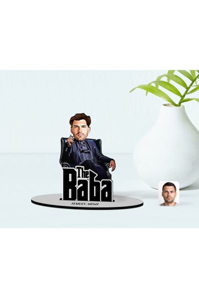 Bk Gift Kişiye Özel Godfather Baba Karikatürlü Ahşap Biblo Model-8