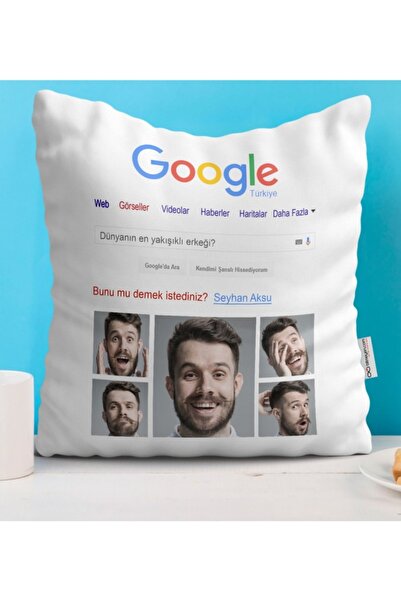BK Kişiye Özel Google Fotoğraflı Dünyanın En Yakışıklı Erkeği Yastık-1