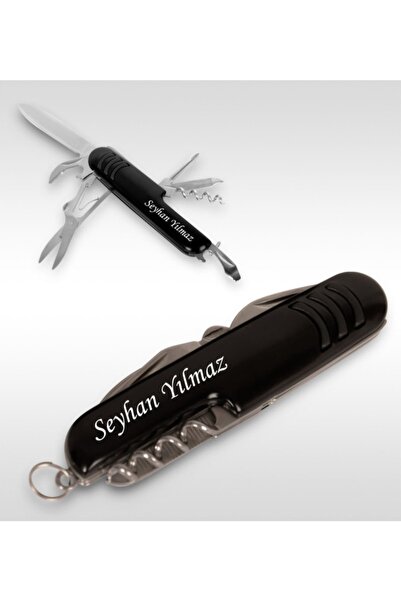 Bk Gift Kişiye Özel Isimli Siyah Metal Çakı-1