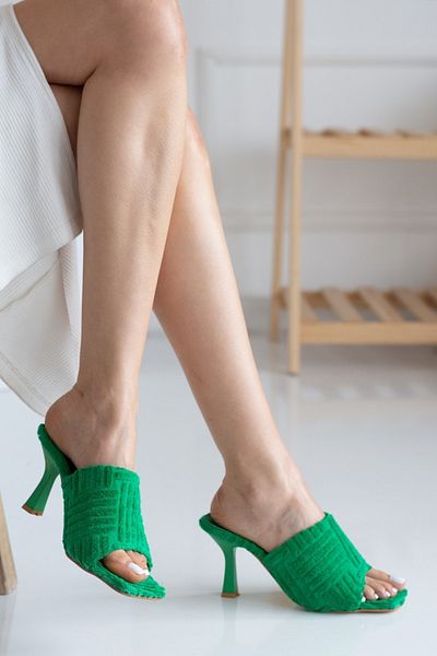 SHOEBELLAS Poltava Green Women's Heeled Slippers