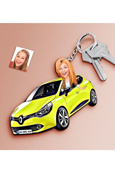 Bk Gift Kişiye Özel Bayan Renault Megane Hatchback Figürlü Plakalı Ahşap Kari...