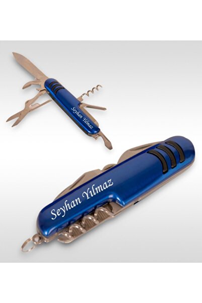 Bk Gift Kişiye Özel Isimli Mavi Metal Çakı-1