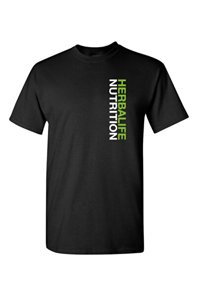 Siyah Herbal Tshirt , Dik Olarak Herbalife Nutrıtion Baskılı ,