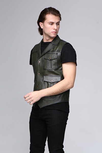 CE-YIL DERİ ÜRÜNLERİ Genuine Leather Vest