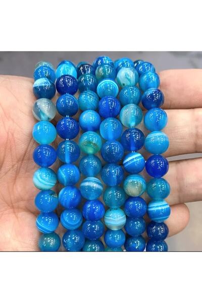 platin hediyelik 1 String Natural Blue Agate Stone String Natural Stone 8mm