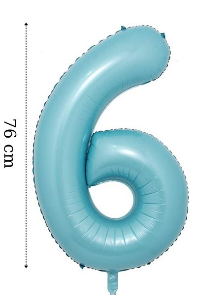 ELGALA Foil Balloon Number 6 Helium Balloon 76 Cm Blue Color