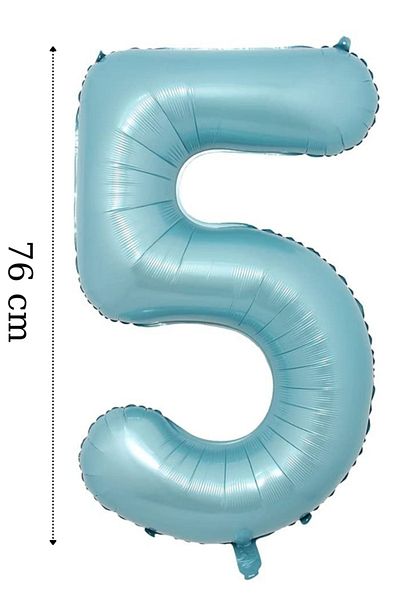 ELGALA Foil Balloon Number 5 Helium Balloon 76 Cm Blue Color