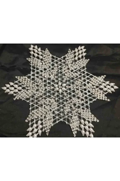 ART HEDİYE Star Pattern Lace Tsrm8-1 - 1 Piece Beaded Pulley Napkin