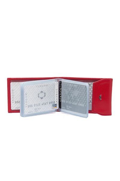 Tergan Red Unisex Leather Credit Card Holder 01193c71