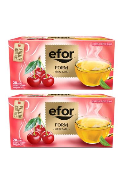 Efor طقم شاي مكون من 40 قطعة بمقبض الكرز - كوب وأكياس شاي