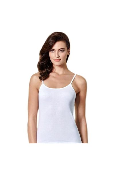 Berrak Tricou pentru femei, alb mat, cu curele din frânghie, pachet de 4