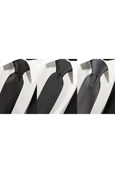 BLC Basic Line Co. Black Anthracite Gray Smoked 3 Pack Dobby Tie Handkerchief Set