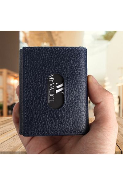 My Valice Unisex Genuine Leather Wallet And Card Holder 1819 Navy Blue