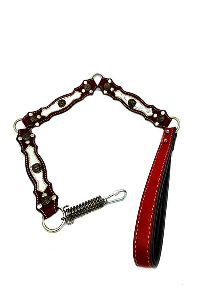 Tasma Market Lion Head Leather Dog Walker Leash Red Color Leash