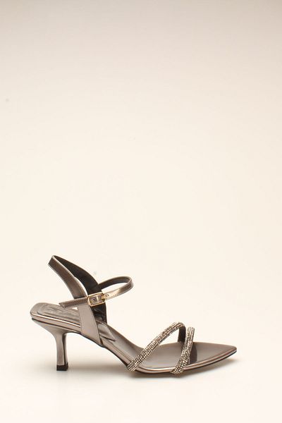 ROVIGO Platinum Patent Leather Stoned Women's Heels