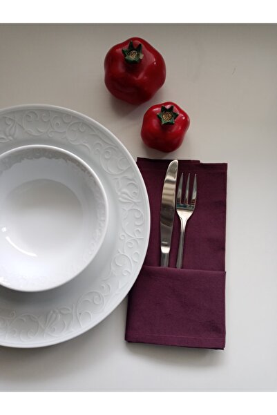 PİTİPİTİ Ev Tekstili ve Dekorasyon Bordo Poplin Kumaş Peçete