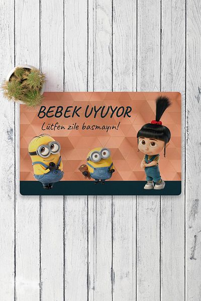 Vagonik Minions Baby Sleeping Digital Printed 50x70cm Decorative Multi-Purpose Indoor and Outdoor Door Mat