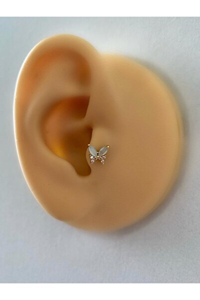Arescollection Cerrahi Çelik Gold Kelebek Tragus Helix Piercing