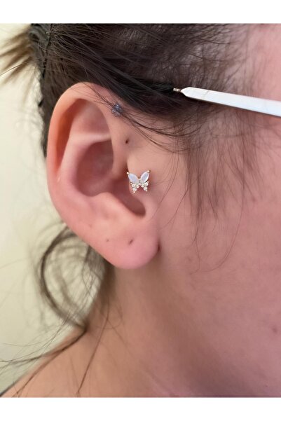 Arescollection Cerrahi Çelik Gold Kelebek Tragus Helix Piercing