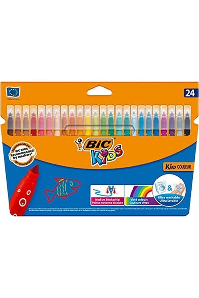 Bic Brand: Kids Kid Couleur Ultra Washable Felt Tip Crayons 24 Colors Categor...
