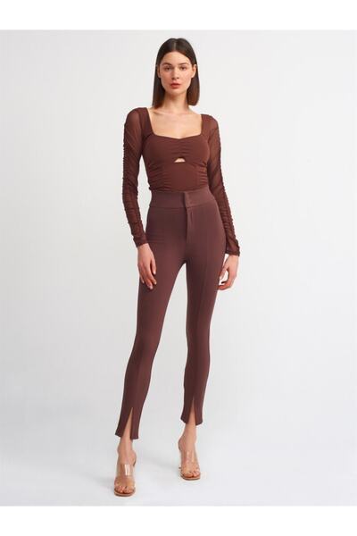 Dilvin Eski-50115 Shirred Top-coffee