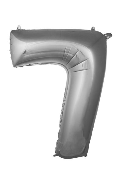 Party City Foil Balloon Number 7 Silver 40"inch 100cm Large Size Balloon 7 Years Old Balloon