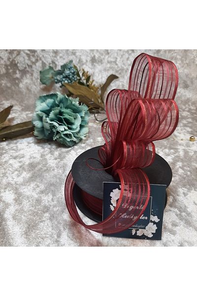 Değerlihediyeler 2.5 Cm Claret Red Gülbant Corded Ribbon 20 Mt.