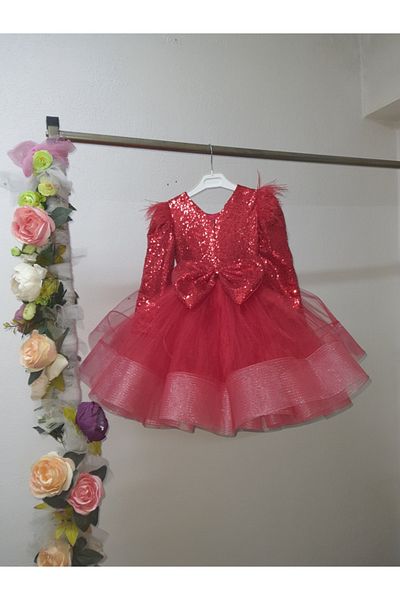 Kidstore Κοριτσίστικη κόκκινη φούστα κυματιστό φουσκωτό φόρεμα
