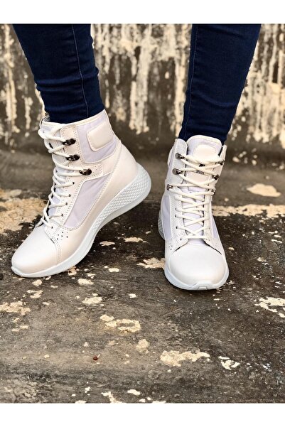 BOA Bağcıklı Beyaz Boksör Unisex Spor Postal Bot