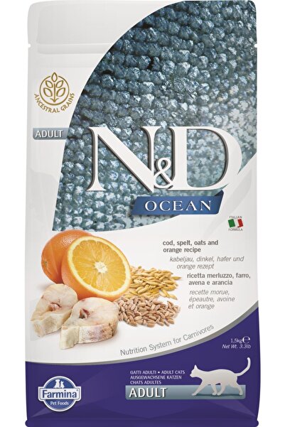 N&D Ocean Morina Balıklı Ve Portakallı Yetişkin Kedi Maması 10 Kg