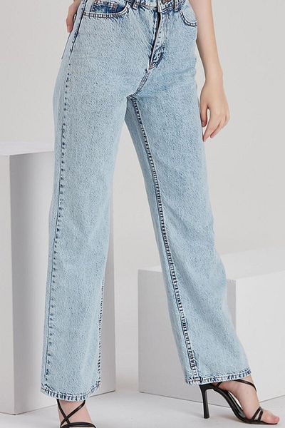 Trn JNS Jasmin Extra Super High S.o.l.m.a.z Ice Blue Blugi largi Pantaloni Palazzo Wintage Straight