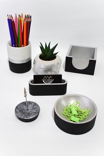 PAYATASARIM Office Set Pen Holder Flower Pot Note Holder Memo Pad Holder Paper Clip Business Card Holder Cactus