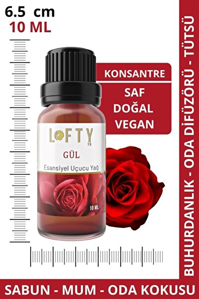 Lofty Gül, Bahçe Gülü, Amber Doğal Uçucu Yağ Saf Buhurdanlık Esansı Oda Kokusu Esans Buhur Yağı 10ml