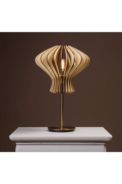 hü ma tasarım ve aksesuar Natural Wood Mdf 3D Lampshade Table for Living Room Bed & Dining Room - Night Lamp