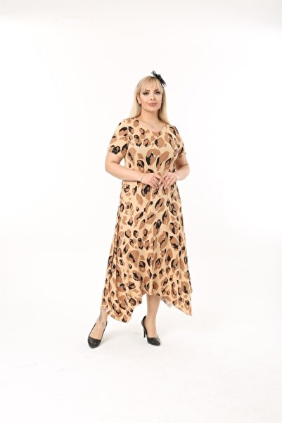 Mezura Ασύμμετρο βαμβακερό χτενισμένο γυναικείο φόρεμα με κοντό μανίκι, ασύμμετρο, χτενισμένο από βισκόζη