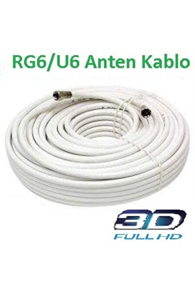 Zeg 15metre Rg6u6 Bakır Anten Kablosu Hazır F Konnektörlü