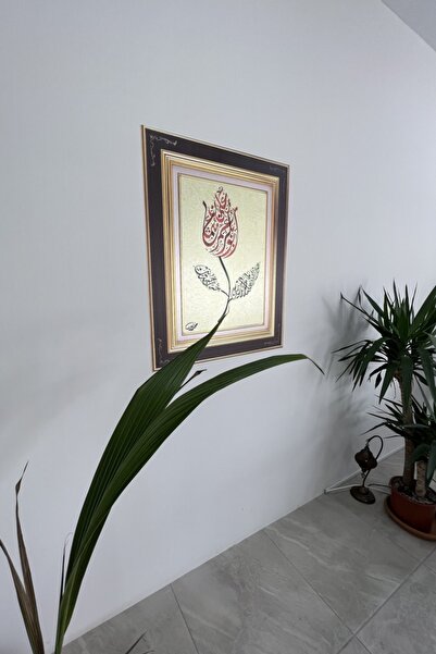 statik kağıt Çerçeve Görünümlü Tutunma Özellikli Hat Sanatı (LALE) 95 - 78 Cm