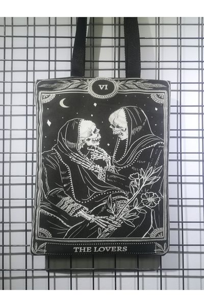owl bag Υφασμάτινη τσάντα ώμου Gothic Style The Lovers Pattern Design