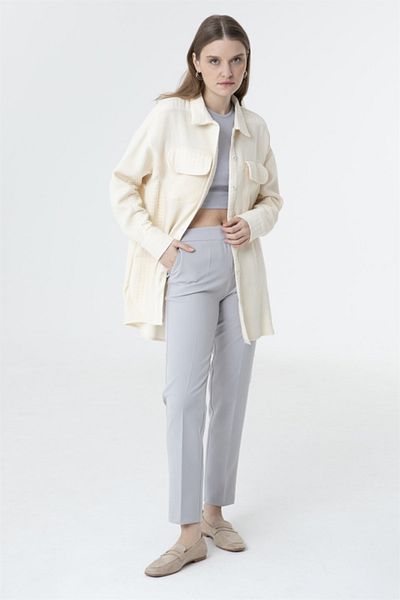 Puane 90100 Elastic Waist Pencil Pants Stone