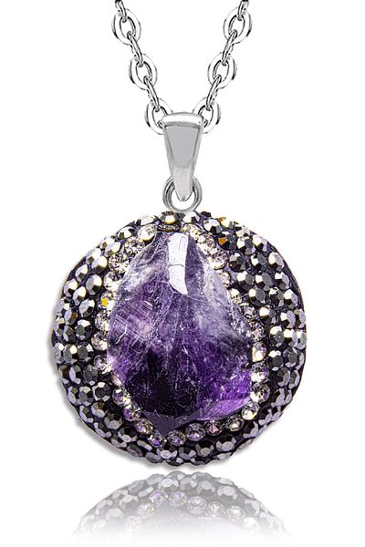 Tesbih Atölyesi Certified High Quality Zircon Natural Amethyst Stone Necklace