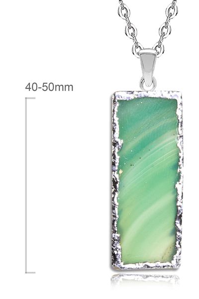 Tesbih Atölyesi Certified Natural Water Green Patterned Agate Stone Necklace