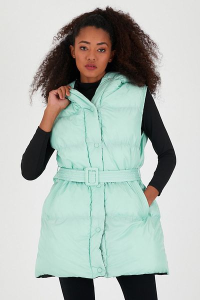 Weyeze Hooded Pocket Detailed Belted Puffer Vest Ad-k59175lnw
