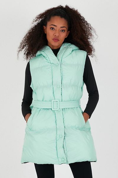 Weyeze Hooded Pocket Detailed Belted Puffer Vest Ad-k59175lnw