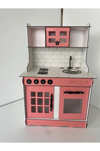 bahadır grup Montessori Eğitici Ahşap Oyuncak Mutfak Pembe 3mm 82x55