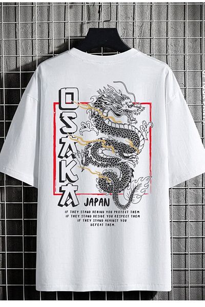 Jooy Company Unisex Λευκό μπλουζάκι Osaka Japan με στάμπα μεγάλου μεγέθους