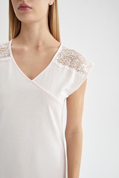 DeFacto V-nyakú, rövid ujjú modális hálóing