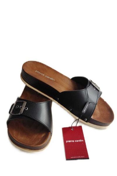 Pierre Cardin 3221 Cork Sole Black Daily Women's Slippers